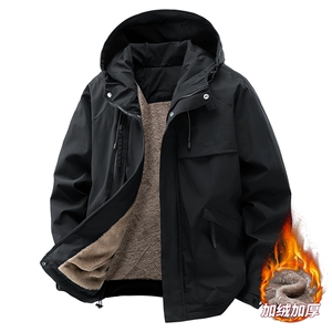 美式加绒加厚连帽服夹克男港风复古工装外套JK0136-P85加绒P95图片