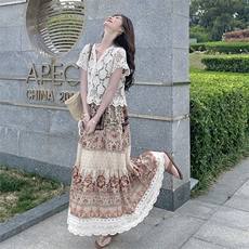 现货波西米亚风度假裙套装2072P175K248，女装套装/套裙，2C176