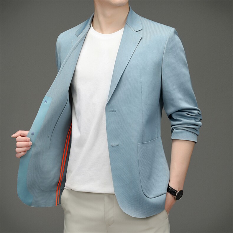 上衣单排扣春季口袋中老年2023年翻领长袖时尚西服SL2168,男装西服,钱塘6003（原4033）