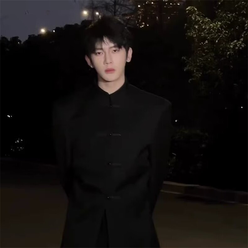 新中式立领西服外套男潮秋休闲高级感黑色中山西装上衣XJK19图片