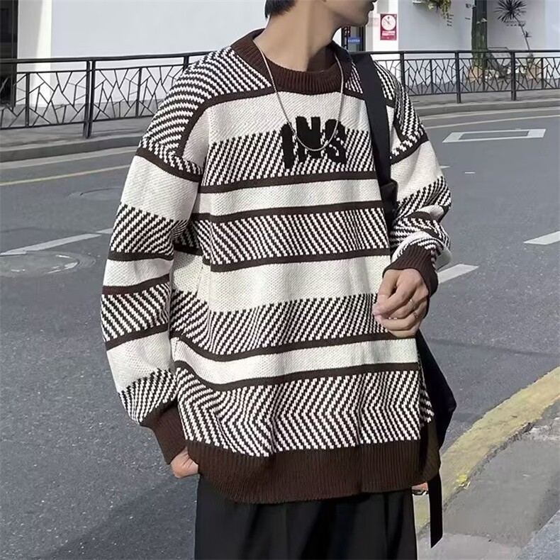 美式街头设计感圆领毛衣男慵懒风休闲针织衫YM2002P46,男装针织衫/毛衣,星座1116-2