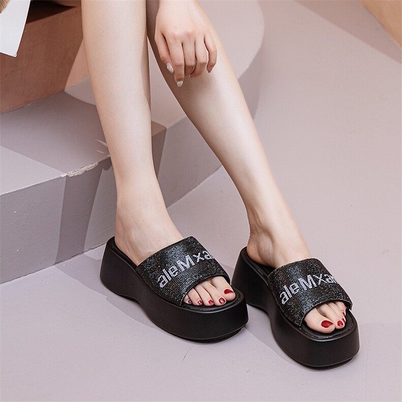 2024新款厚底拖鞋女夏外穿时尚百搭松糕底夏季凉拖鞋一字带凉鞋,女鞋拖鞋,电商A223