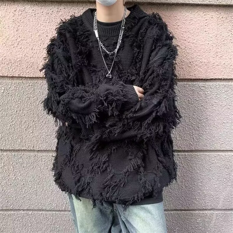 常规美式复古流苏毛衣男款加厚设计感宽松型青少年长袖潮圆领休闲,男装针织衫/毛衣,星座218-1（原230）