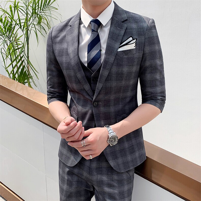 夏季男西服套装西装上衣70马甲30裤子45货号X42，男装西服，星座1012