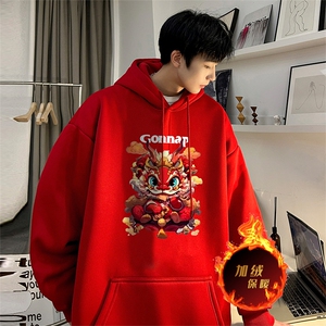 龙年卫衣 冬季美式加绒加厚连帽卫衣外套DL1757常规特P35加绒特40图片