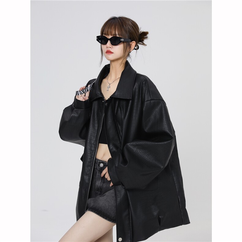 TP78现货鳄鱼纹PU皮韩系大众简约流行皮衣夹克外套A170-W332，男装皮衣，电商A170