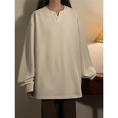 中性！春季新品大码华夫格T恤小众美式宽松打底衫卫衣女113-P28，女装卫衣/绒衫，电商C213(原B265)