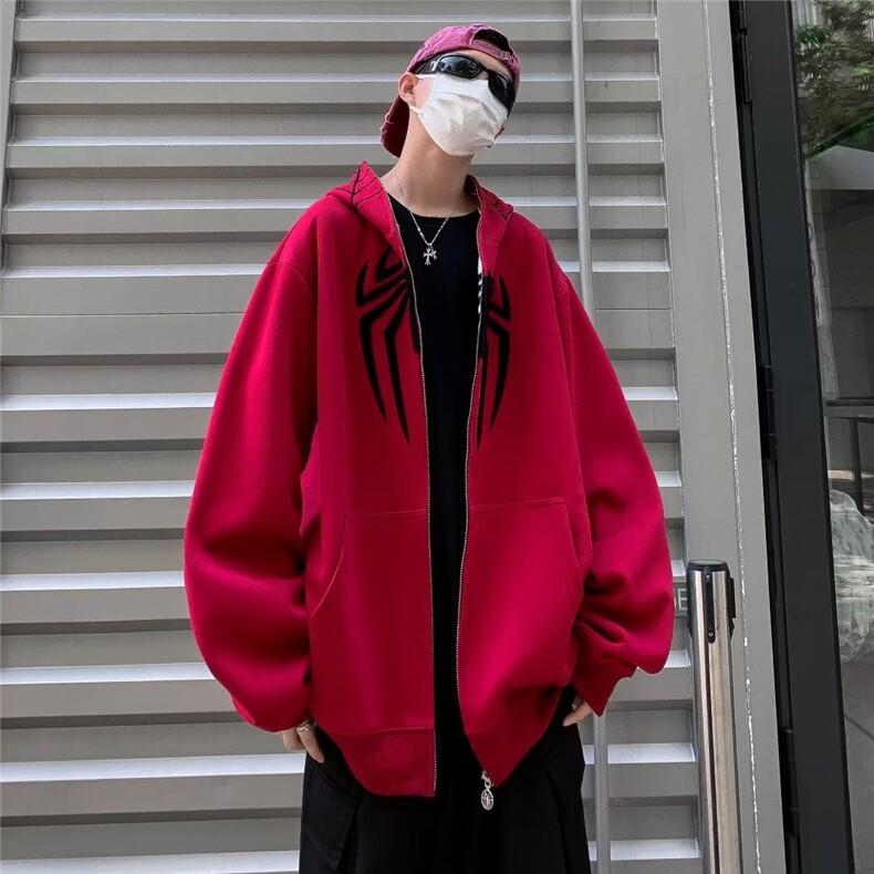 潮高街美式开衫卫衣女春秋款设计感小众蜘蛛侠拉链Y8533P65,男装卫衣,星座1116-2