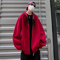 潮高街美式开衫卫衣女春秋款设计感小众蜘蛛侠拉链Y8533P65，男装卫衣，星座1116-2