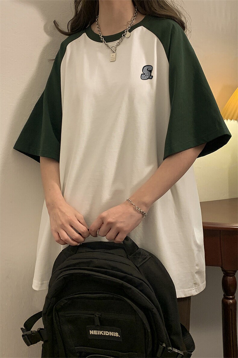 1中性风插肩袖S立体贴标T恤女大码SM-5XL短袖T恤男DT8777P28控49,男装T恤,星座226-2