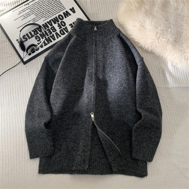 二开M2806-特P68光板纯色男士立领开衫外套情侣装简约毛衣针织衫,男装针织衫/毛衣,电商D310B