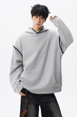 WY10155-特P48控88新款连帽贝壳绣花麦穗提花大码男宽松情侣卫衣，男装卫衣，电商A059