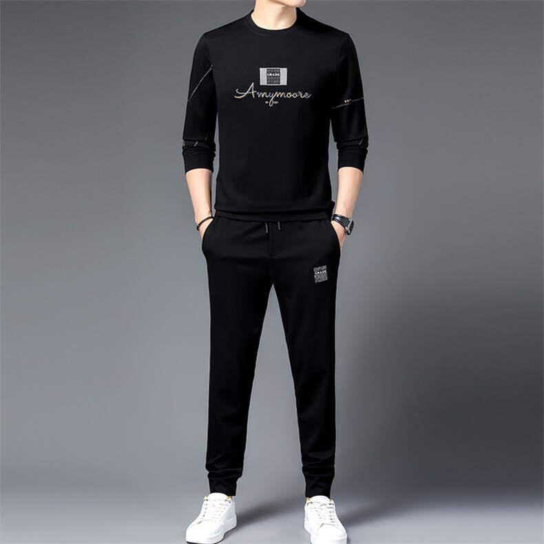 JG-T12秋季2023年新款男士长袖长裤修身休闲时尚卫衣运动套装P126，男装休闲套装，电商B360