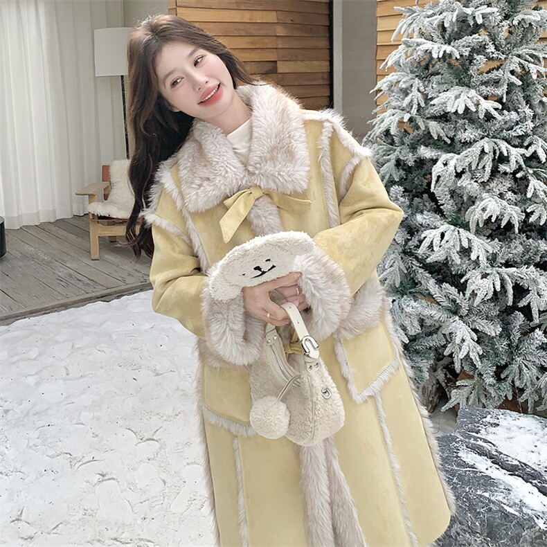 【新款】蝴蝶结皮毛一体外套2C115-2363-P245-K638,女装棉衣/棉服,2C115