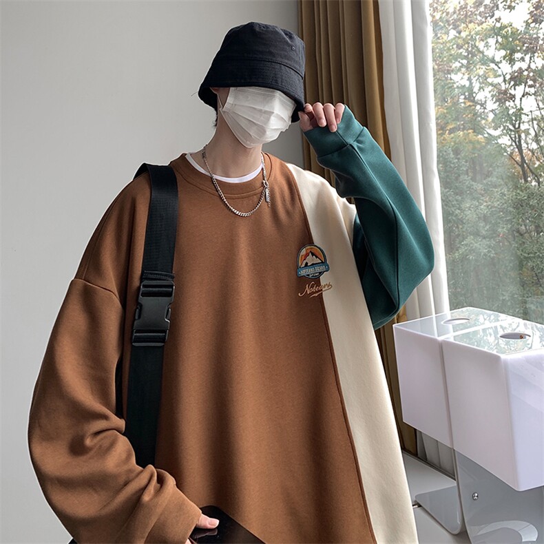 2024春季简约拼接日系轻奢刺绣卫衣男MY02392-P58,男装卫衣,星座308B-1