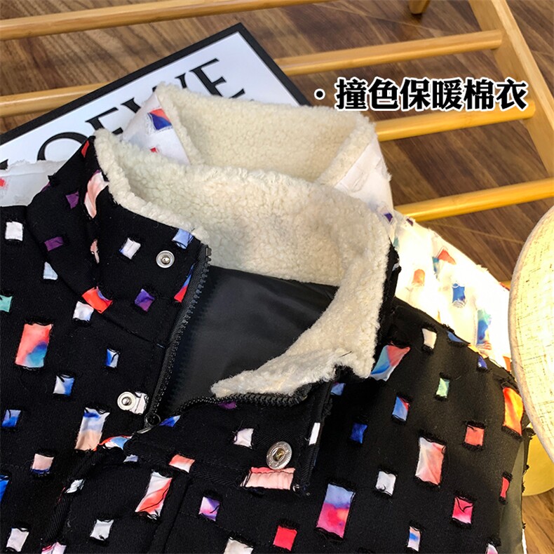 2025冬季新款格子拼接马甲棉袄A316-1-Y100P110控138图片
