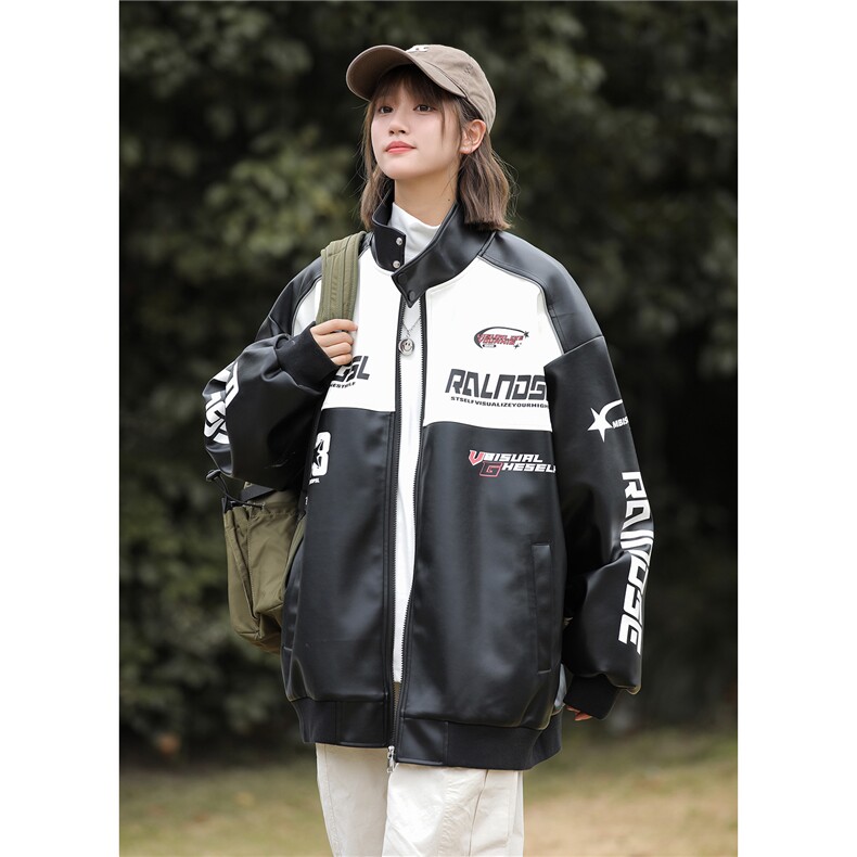 秋装机车服pu皮衣男女情侣宽松夹克秋季大码外套S246P118厚128,男装皮衣,电商A233-1