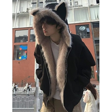 复古短款毛领座山雕外套男款冬季解构连帽厚夹克棉服MS411，男装夹克，星座1116A（原606A-3）