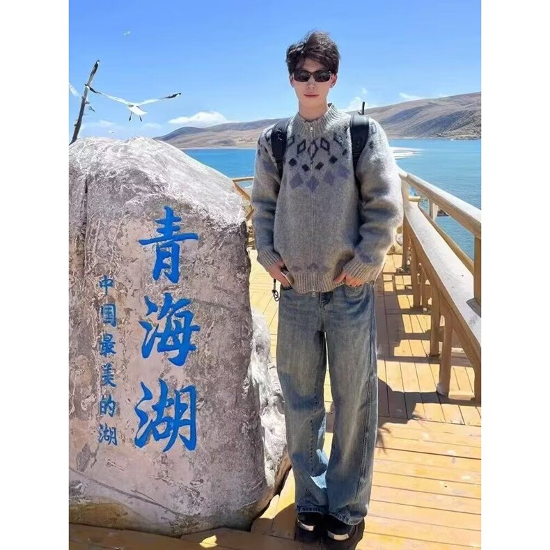 日系复古毛衣外套男女2025新款秋季原宿慵懒风宽松针织衫开衫上衣,男装针织衫/毛衣,星座218-8