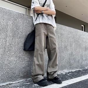 2024新款美式水洗拼接直筒牛仔裤宽松潮纯色休闲裤 现货K7934-P50图片