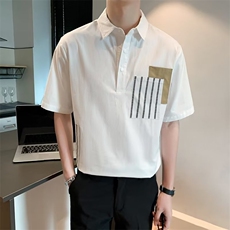 polo衫男生短袖t恤潮流半袖夏季翻领上衣潮牌青少年体恤T383-P36，男装T恤，星座1116A-2（原606A-1）