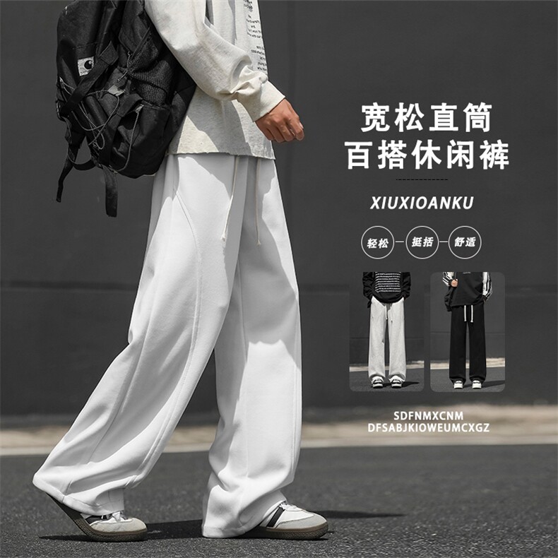 重磅卫裤男春秋季宽松直筒阔腿休闲运动裤子JHTP02:1739图片