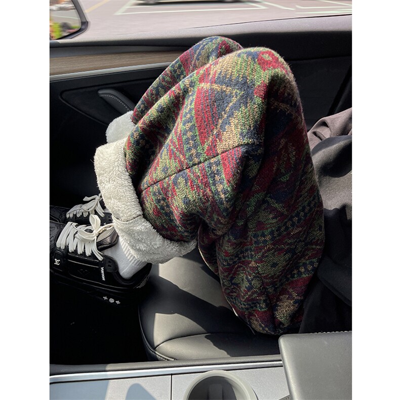 8XL-M羊羔绒裤子男冬季加绒加厚民族风重磅针织棉裤大码KZ023P78，男装棉裤，电商B312