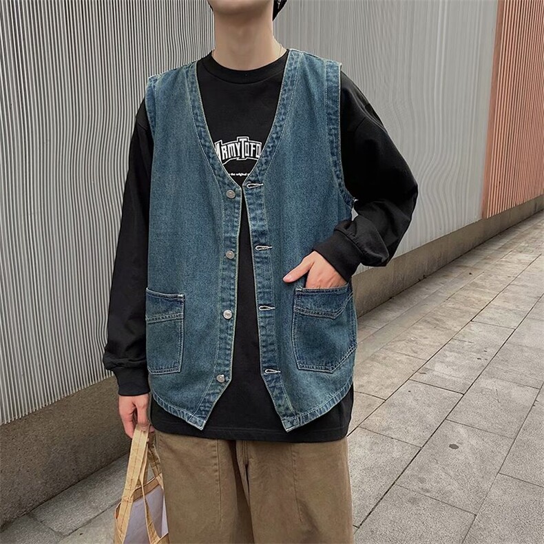 工装马甲男日系潮牌宽松潮机能风休闲坎肩背心外套2151 P50图片