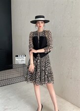 春装新款韩版假两件连衣裙，女装连衣裙，蕃米莉