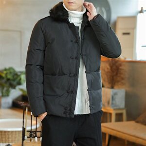 2020冬季男装风棉衣男复古盘扣大码毛领棉服QT6005-M99图片