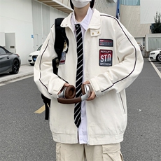 美式潮流运动夹克男秋季潮oversize百搭休闲情侣装W7875-P58，男装夹克，星座512-4