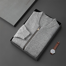 时尚男士羊绒棒球服高端品质保暖舒适经典蓝色百搭潮流，男装羊绒开衫，台绒羊绒