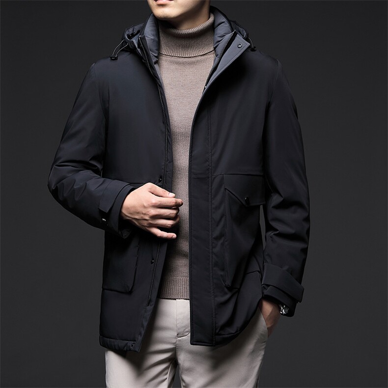 羽绒服男冬季加厚保暖上衣2023年新款中年男士商务休闲连帽外套,男装羽绒服,电商B212（原钱塘6029）