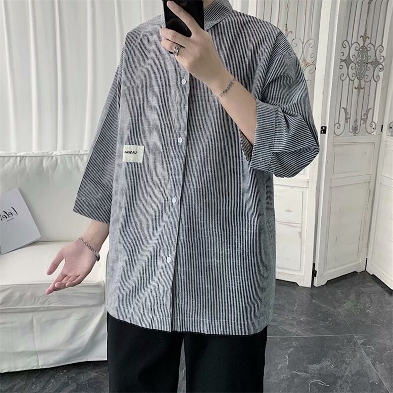 七分袖衬衫春款男港风潮流C29P32,男装衬衫,星座1116-2