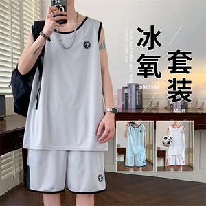 TZ137-P55  大码M-8XL 冰丝学生运动套装篮球服背套装图片