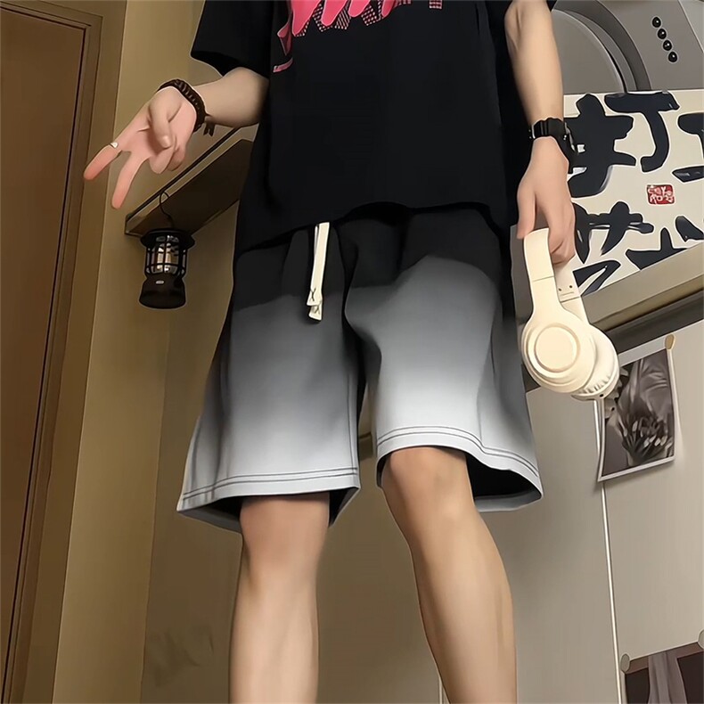 渐变运动短裤情侣宽松直筒五分裤A456特P30,男装牛仔裤,电商A309
