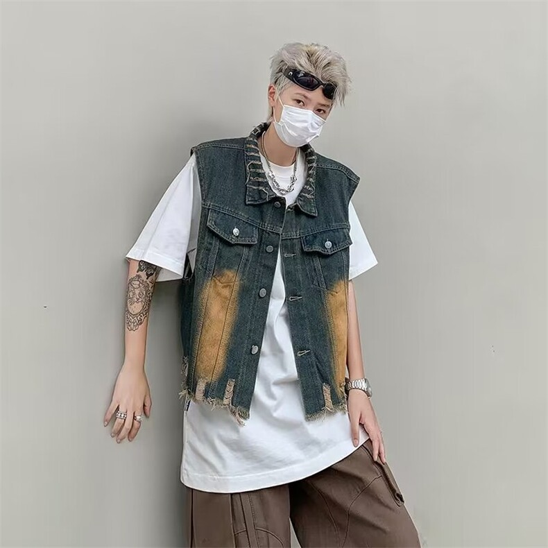 高街水洗牛仔马甲男款无袖外套MJK04P45,男装背心/马甲,星座1116-2
