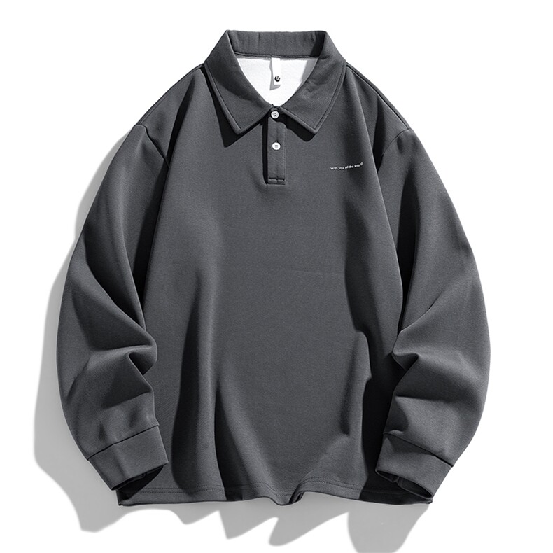 上新秋季翻领卫衣男POLO衫复古日系慵懒宽松休闲轻奢潮81290-P55，男装Polo衫，星座1109