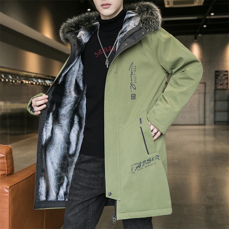 不断货男士派克服中长款棉衣加绒加厚风衣连帽外套JR917-P90,男装风衣,星座301D(原星座1004-8）