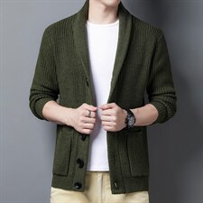 男士休闲时尚领翻领2023春秋季新款开衫毛线衫男装商务线衫外套，男装针织衫/毛衣，电商B212（原钱塘6029）