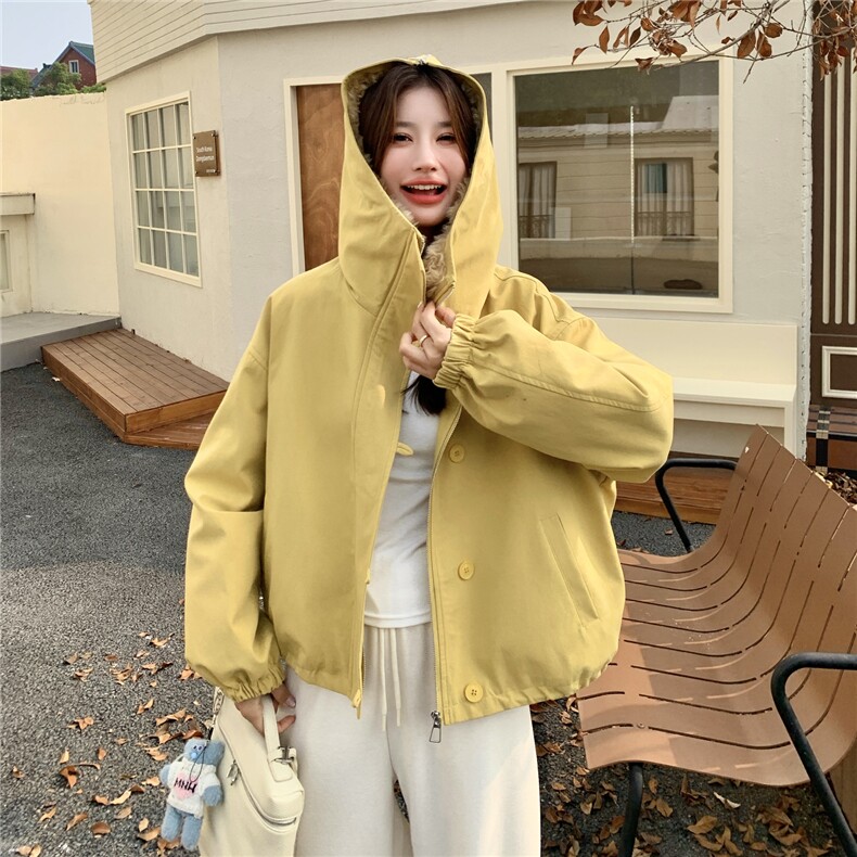 新品黄色加厚内胆羽绒工装派克服2C2369009P255K358,女装派克服,2C236