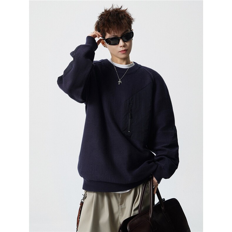 8782-P652025年秋冬季新款休闲毛衣男士时尚圆领长袖宽松针织衫,男装针织衫/毛衣,电商A113
