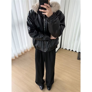 美式PU皮衣兔毛座山雕棉服外套 W1871/特P110图片