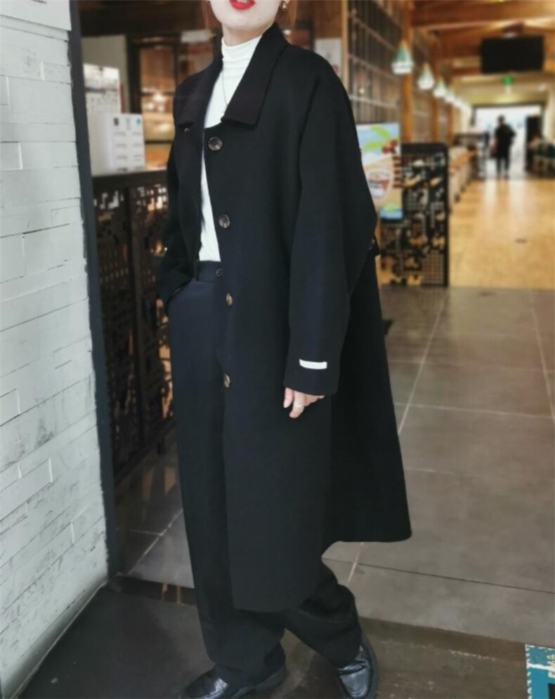 2021双面羊绒大衣修身，其它，时戴衣人