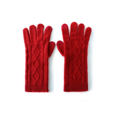 秋冬季35%羊绒保暖舒适无压感菱形绞花手套，手套，轩妮羊绒