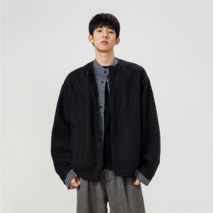 2025立领假两件拼接呢料外套夹克 514-908-P78 控128,男装夹克,星座514