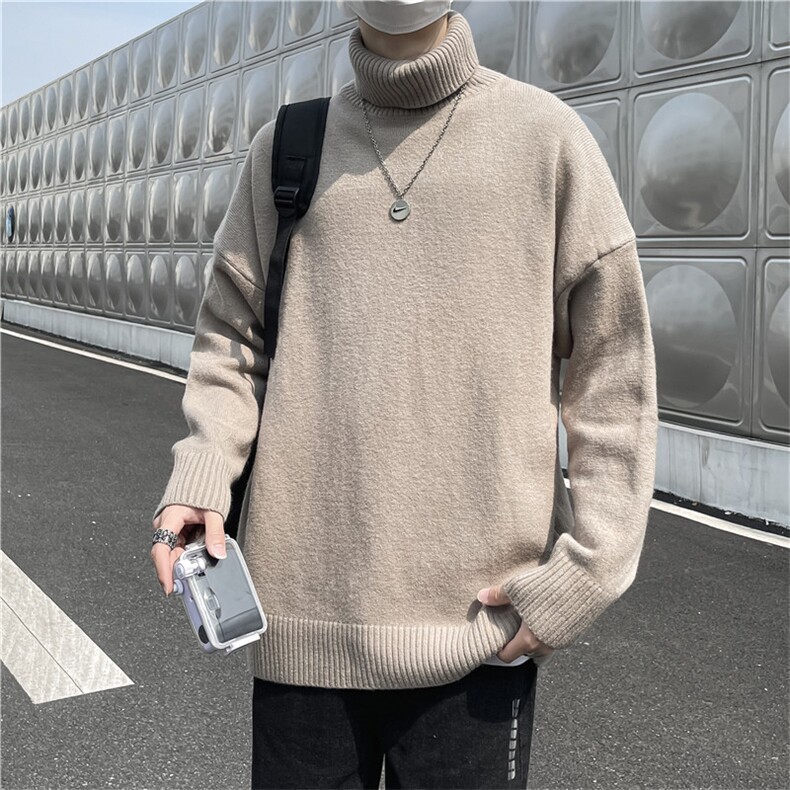 大量现货好卖高领毛衣男秋冬痞帅ins宽松纯色休闲针织衫M182-P30,男装针织衫/毛衣,星座512-4