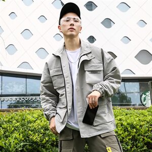 709-JK58-P90 20秋装新款 情侣立领夹克宽松印花工装外套男潮图片