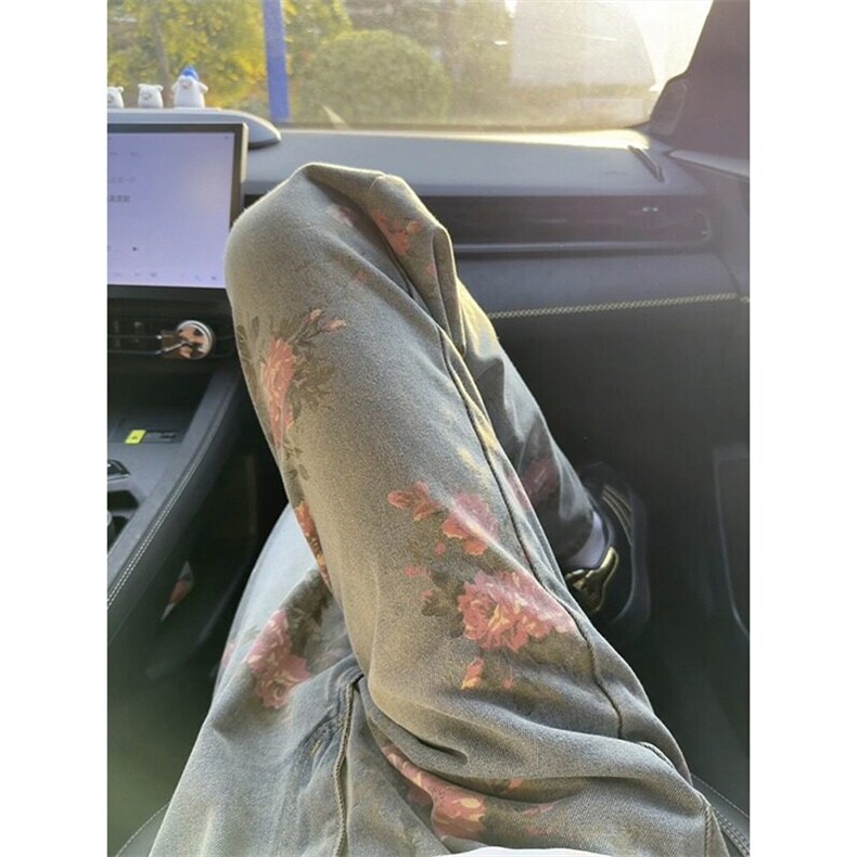 牡丹提花牛仔裤男春秋小众水洗休闲裤子cleanfit直筒微喇裤NY745,男装牛仔裤,星座1116A（原606A-3）