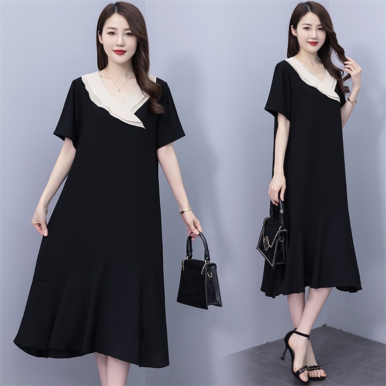 （现货）2025夏季新款200斤胖mm雪纺连衣裙女大码女装中长款裙子，女装连衣裙，深妍伊美